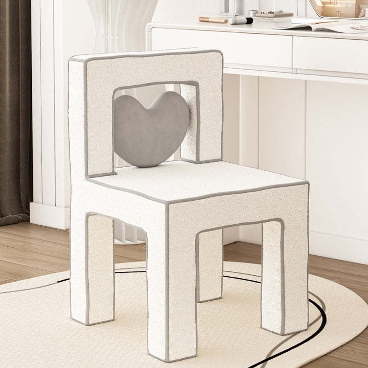 Contemporary Lambswool Wood Iron Vanity Stool