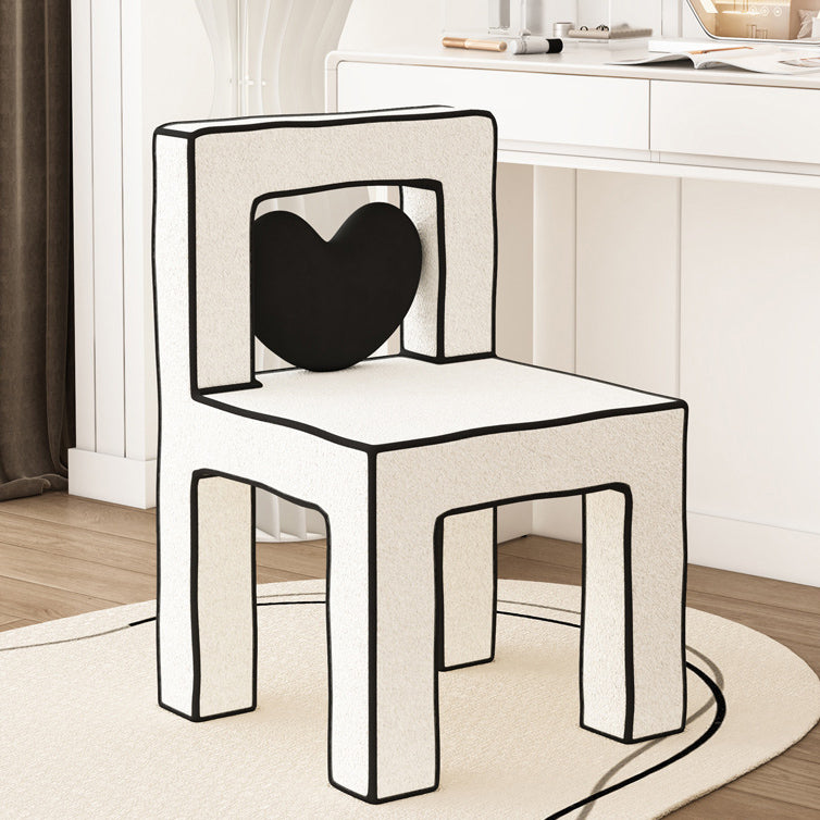 Contemporary Lambswool Wood Iron Vanity Stool