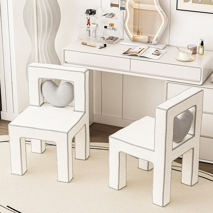 Contemporary Lambswool Wood Iron Vanity Stool