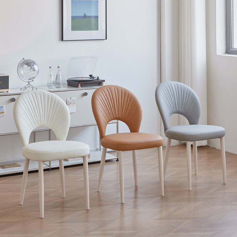 Nordic Scallop Leather Iron Dining Chair