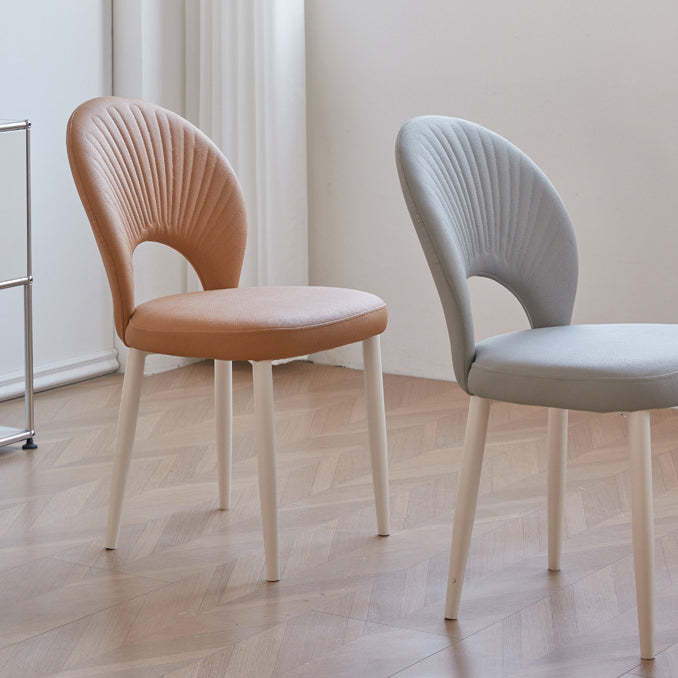 Nordic Scallop Leather Iron Dining Chair