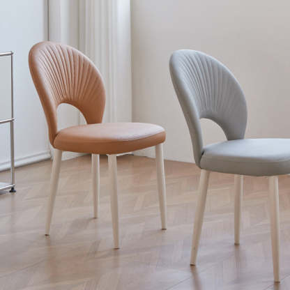 Nordic Scallop Leather Iron Dining Chair