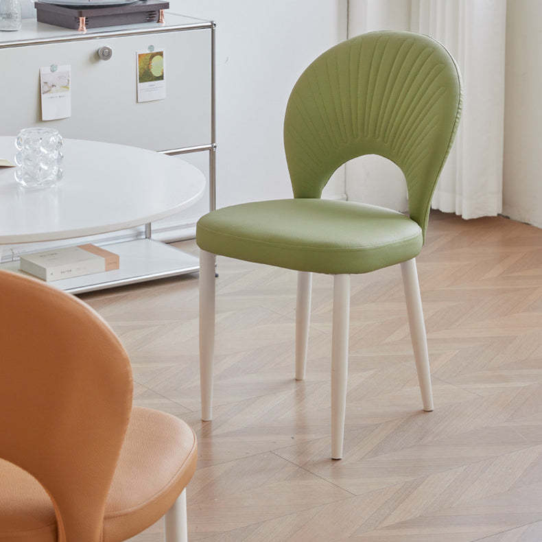 Nordic Scallop Leather Iron Dining Chair