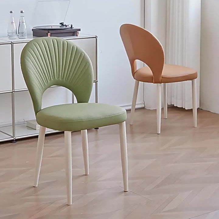 Nordic Scallop Leather Iron Dining Chair