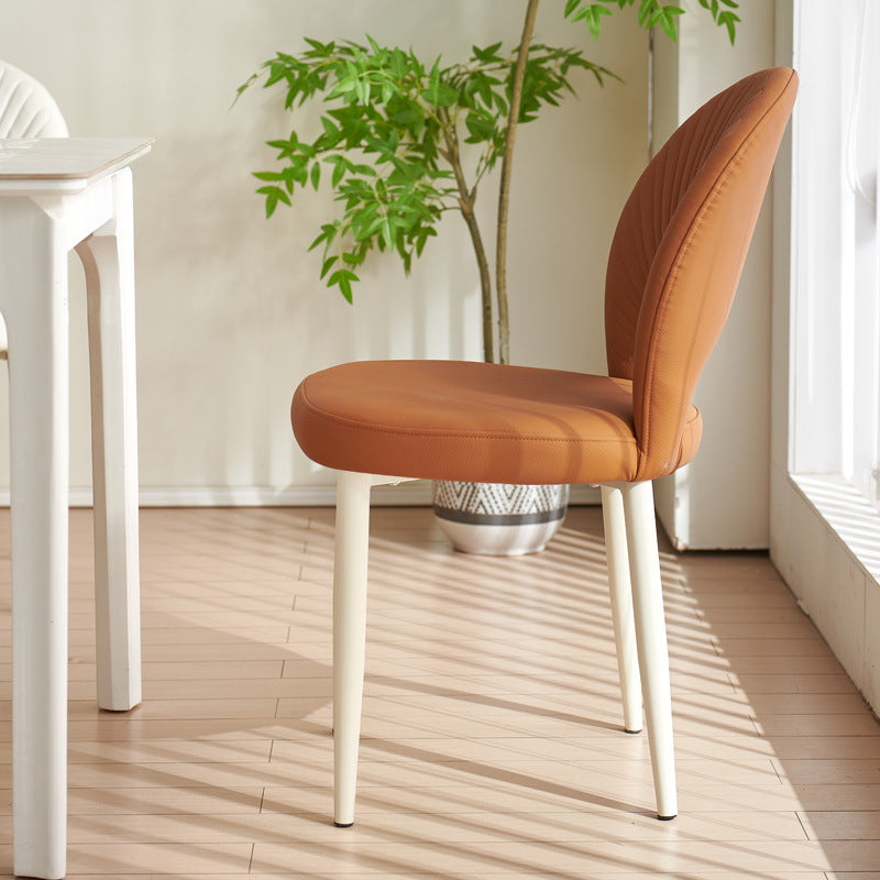 Nordic Scallop Leather Iron Dining Chair