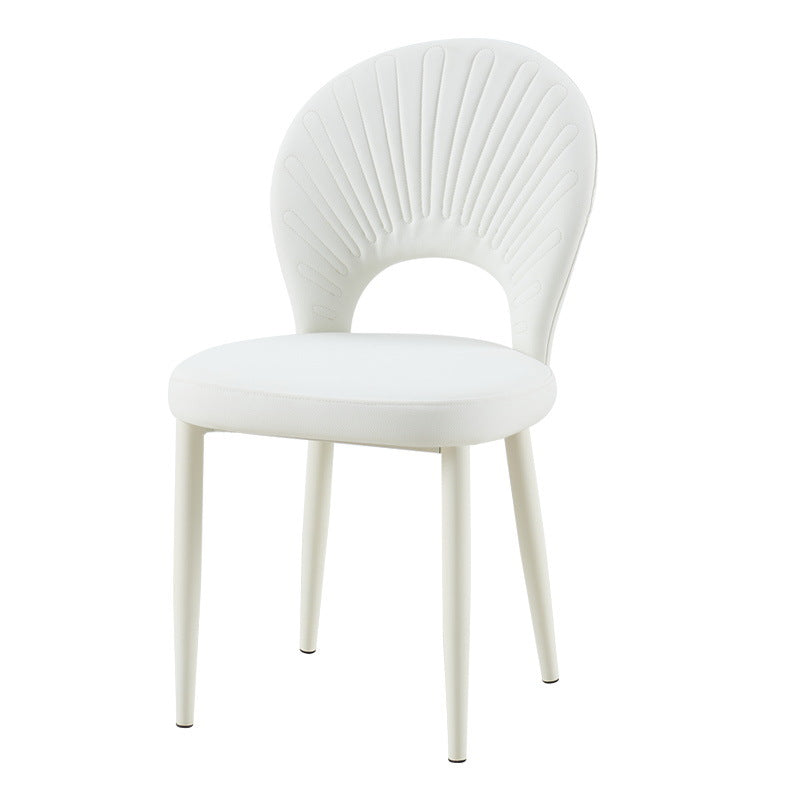 Nordic Scallop Leather Iron Dining Chair