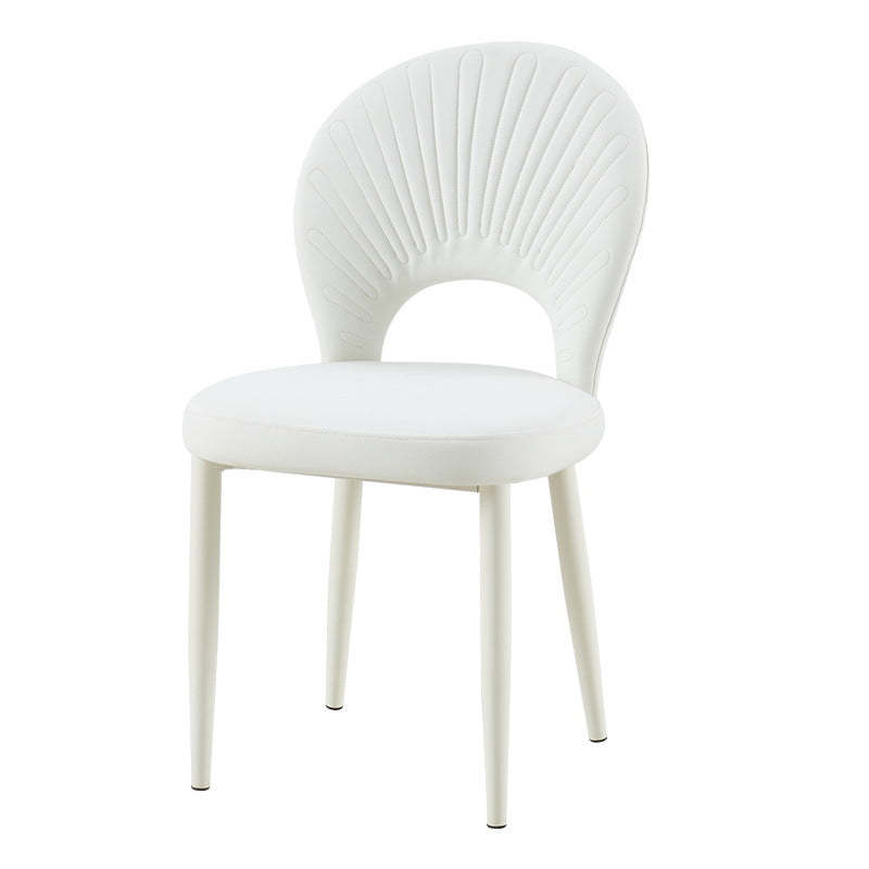 Nordic Scallop Leather Iron Dining Chair