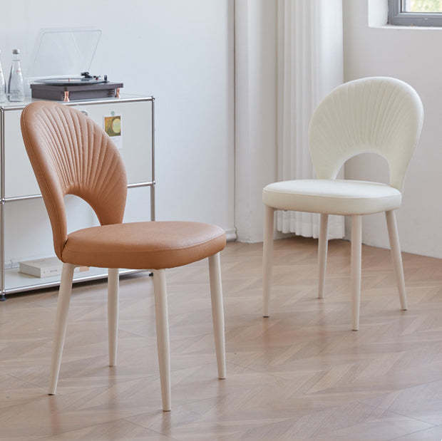 Nordic Scallop Leather Iron Dining Chair