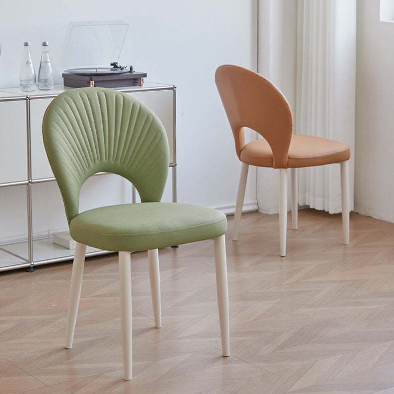 Nordic Scallop Leather Iron Dining Chair