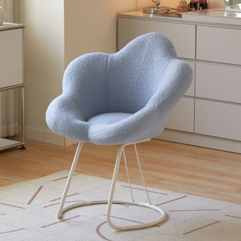 Contemporary Flower Lambswool Steel Vanity Stool