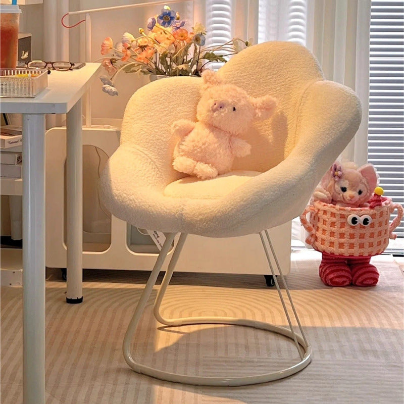 Nordic Swivel Lambswool Iron Petal Vanity Stool