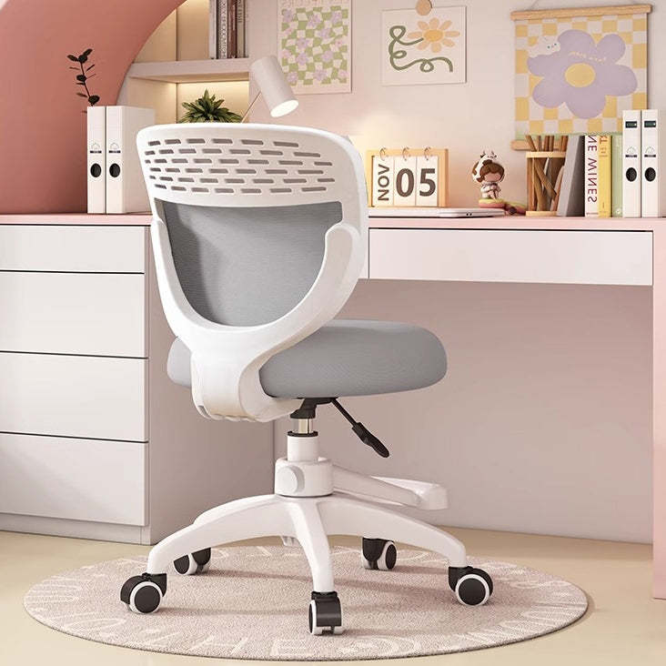 Contemporary Plastic Mesh Nylon Desk Chair — Gray