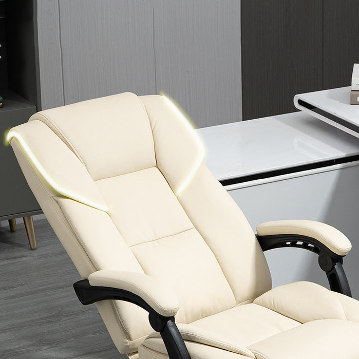Scandinavian Plastic PU Desk Chair — With Footrest / Black
