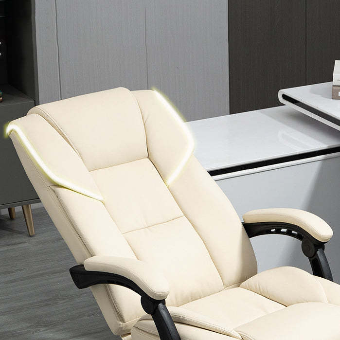 Scandinavian Plastic PU Desk Chair — With Footrest / Black