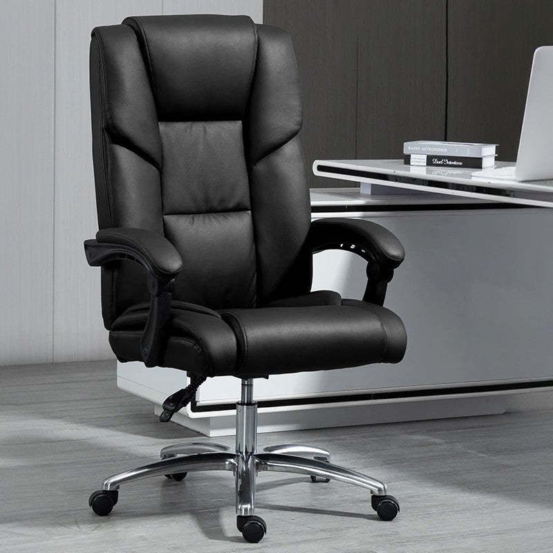 Scandinavian Plastic PU Desk Chair — Without Footrest / Black
