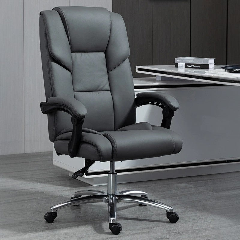 Scandinavian Plastic PU Desk Chair — With Footrest / White