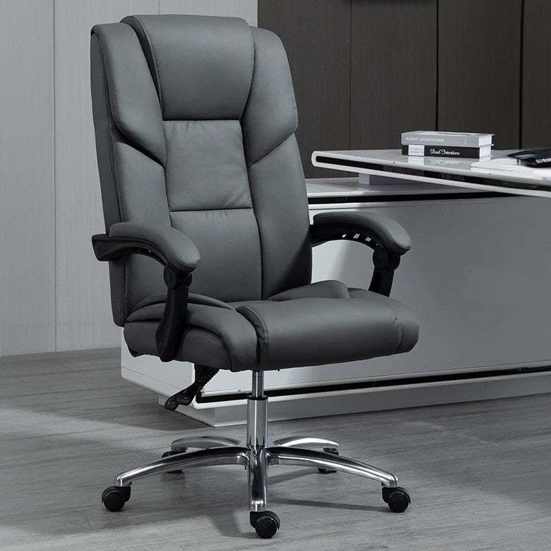 Scandinavian Plastic PU Desk Chair — With Footrest / White