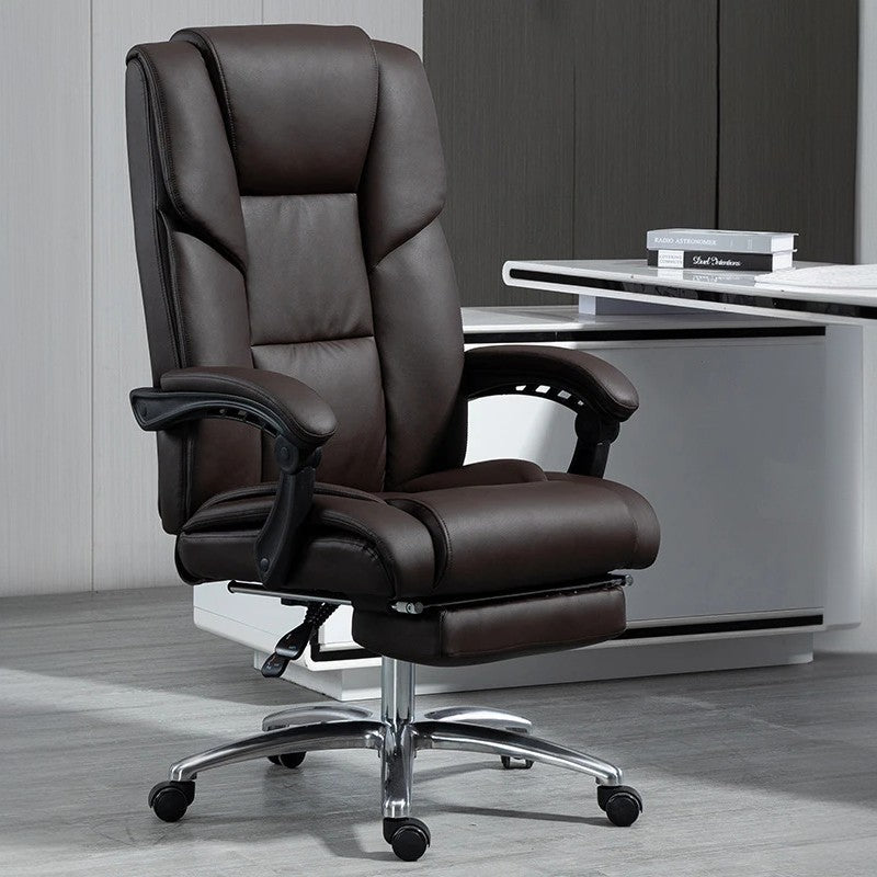 Scandinavian Plastic PU Desk Chair — With Footrest / Gray