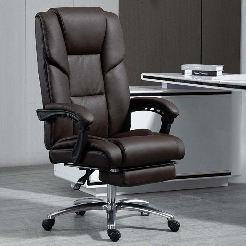 Scandinavian Plastic PU Desk Chair — With Footrest / Gray
