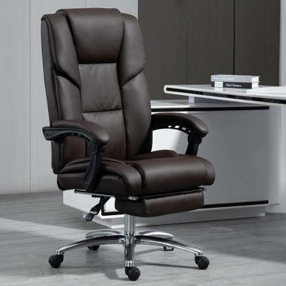 Scandinavian Plastic PU Desk Chair — With Footrest / Gray