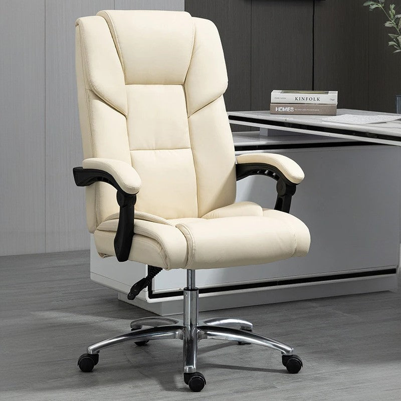 Scandinavian Plastic PU Desk Chair — Without Footrest / White