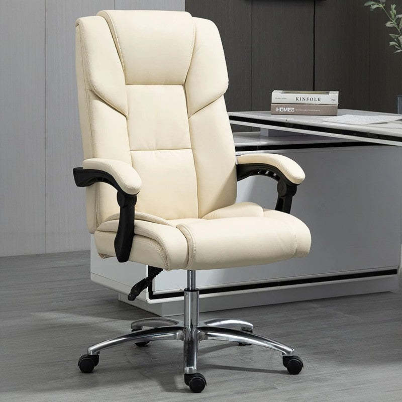 Scandinavian Plastic PU Desk Chair — Without Footrest / White