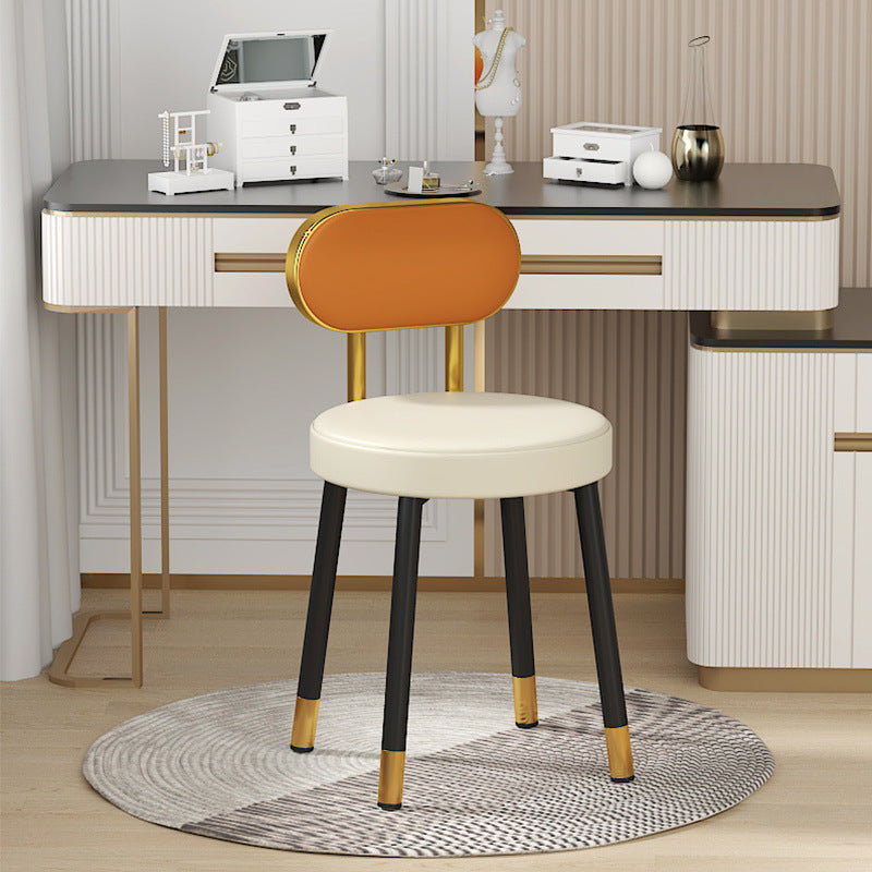 Nordic PU Iron Vanity Stool