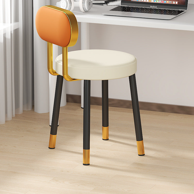 Nordic PU Iron Vanity Stool — Off White / Green