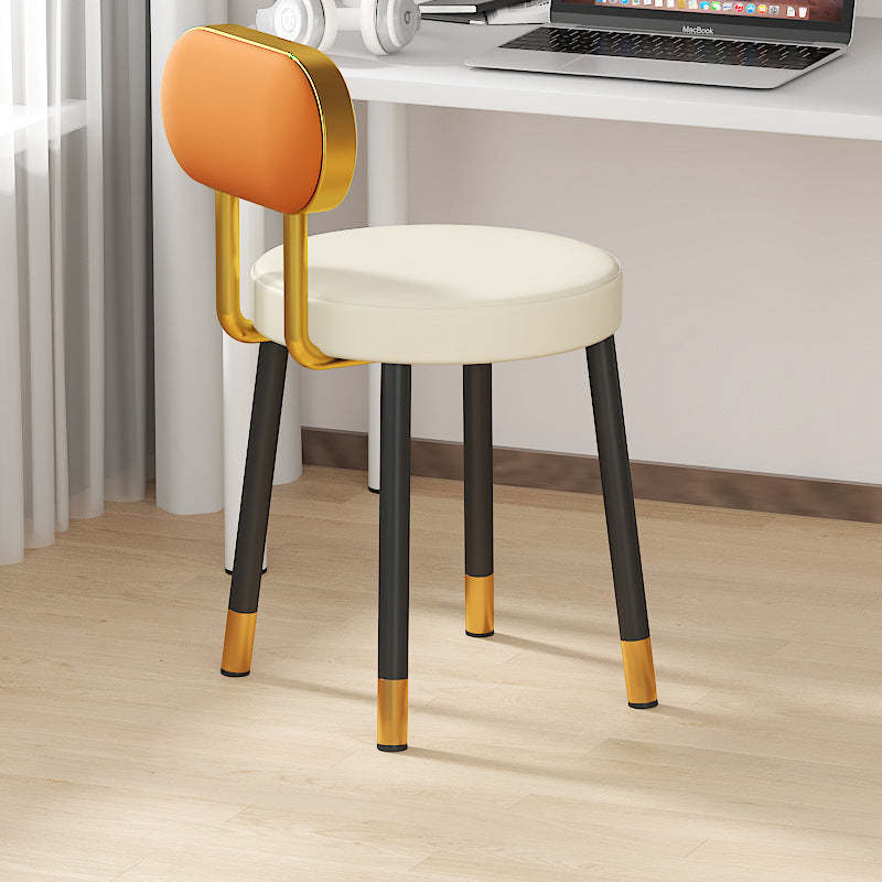 Nordic PU Iron Vanity Stool — Off White / Green
