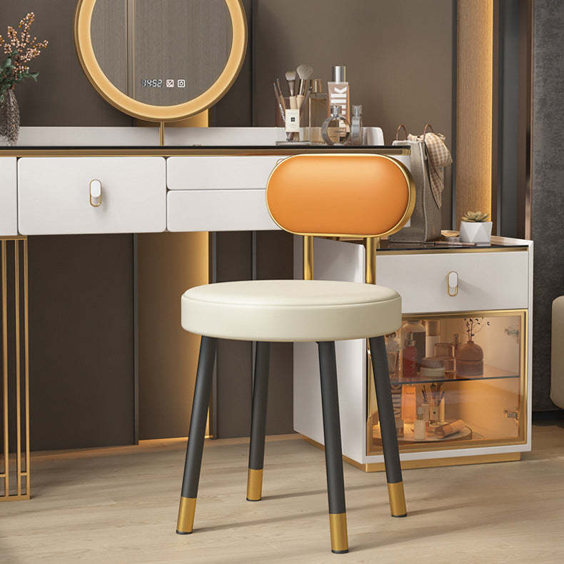 Nordic PU Iron Vanity Stool — Orange / Orange