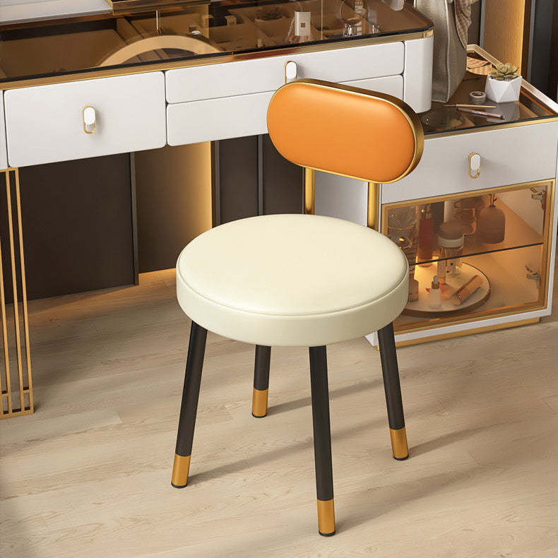 Nordic PU Iron Vanity Stool