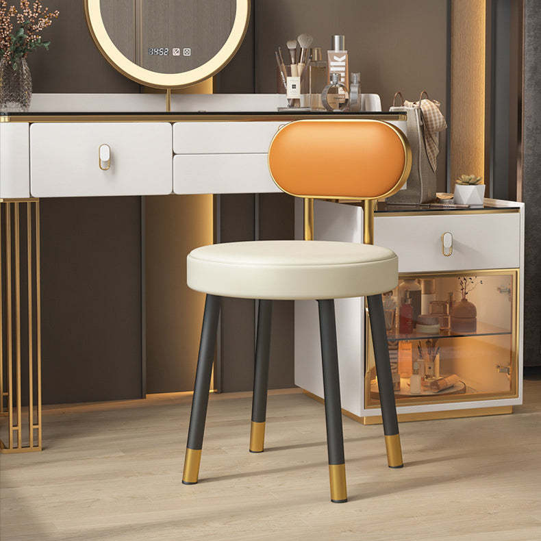 Nordic PU Iron Vanity Stool