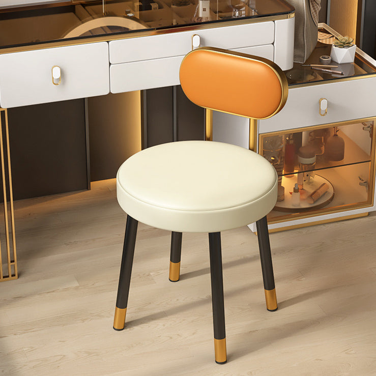 Nordic PU Iron Vanity Stool — Orange / White