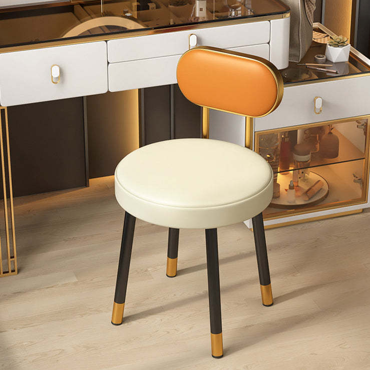 Nordic PU Iron Vanity Stool — Orange / White