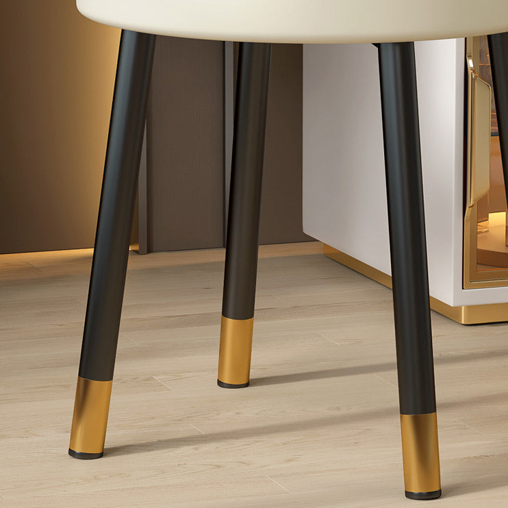 Nordic PU Iron Vanity Stool — Off White / White