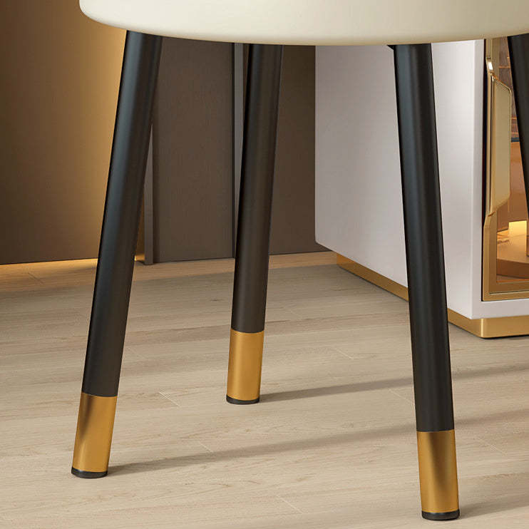 Nordic PU Iron Vanity Stool — Off White / White