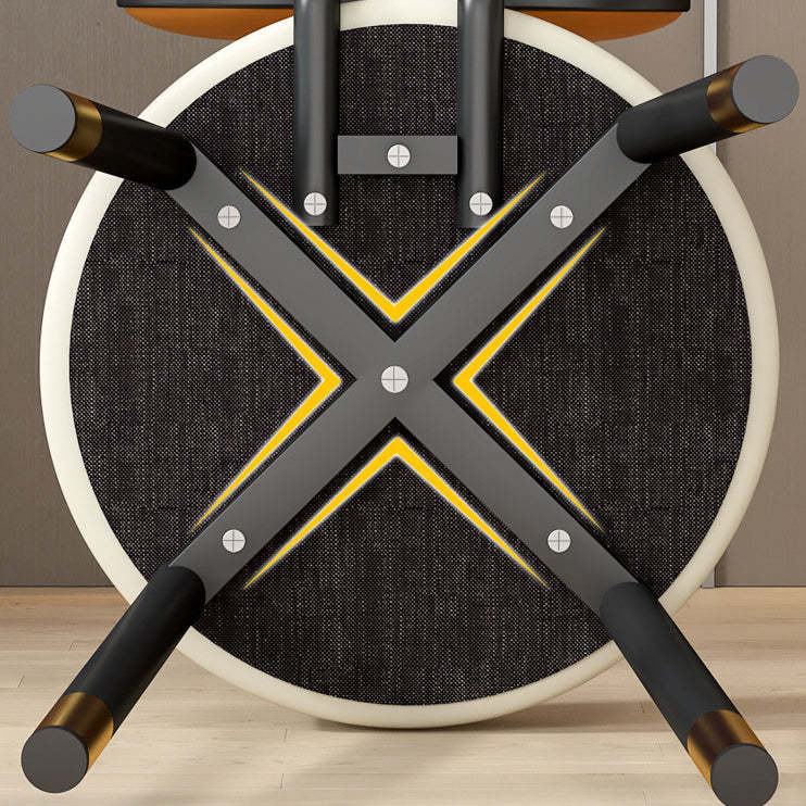 Nordic PU Iron Vanity Stool — Off White / Off White