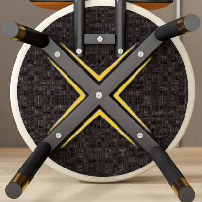 Nordic PU Iron Vanity Stool — Off White / Off White