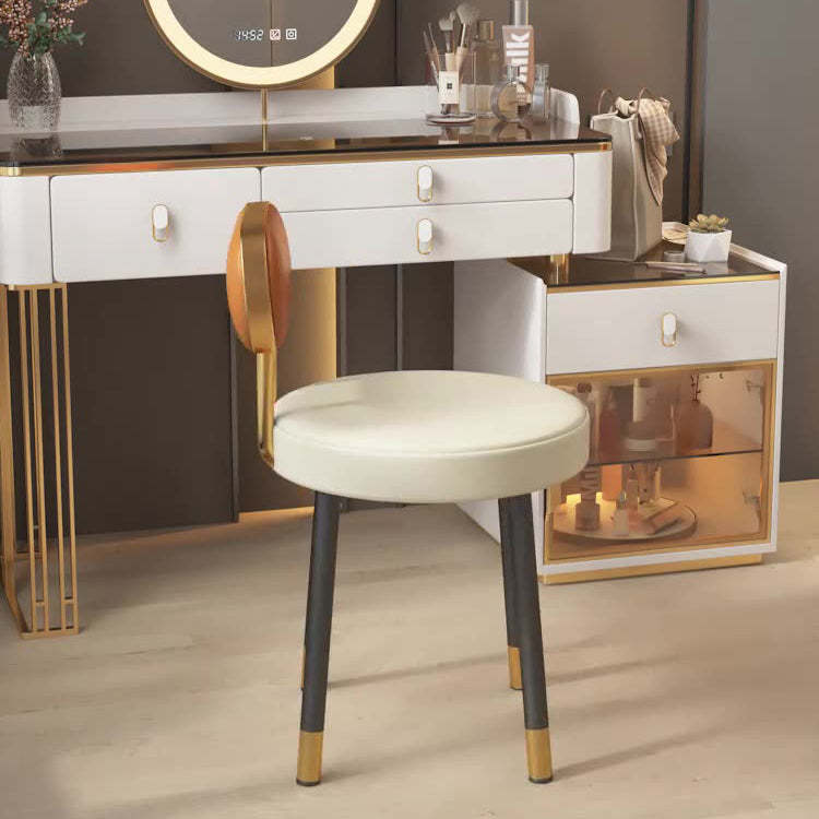 Nordic PU Iron Vanity Stool
