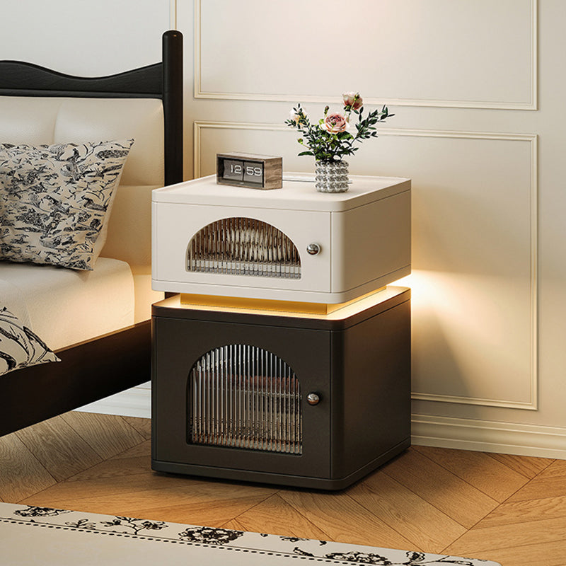 Nordic Socket Light Strip 2-Cabinet Cube Nightstand — With Socket & Light Strip / Right