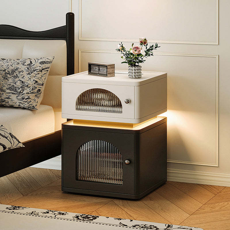 Nordic Socket Light Strip 2-Cabinet Cube Nightstand — With Socket & Light Strip / Right