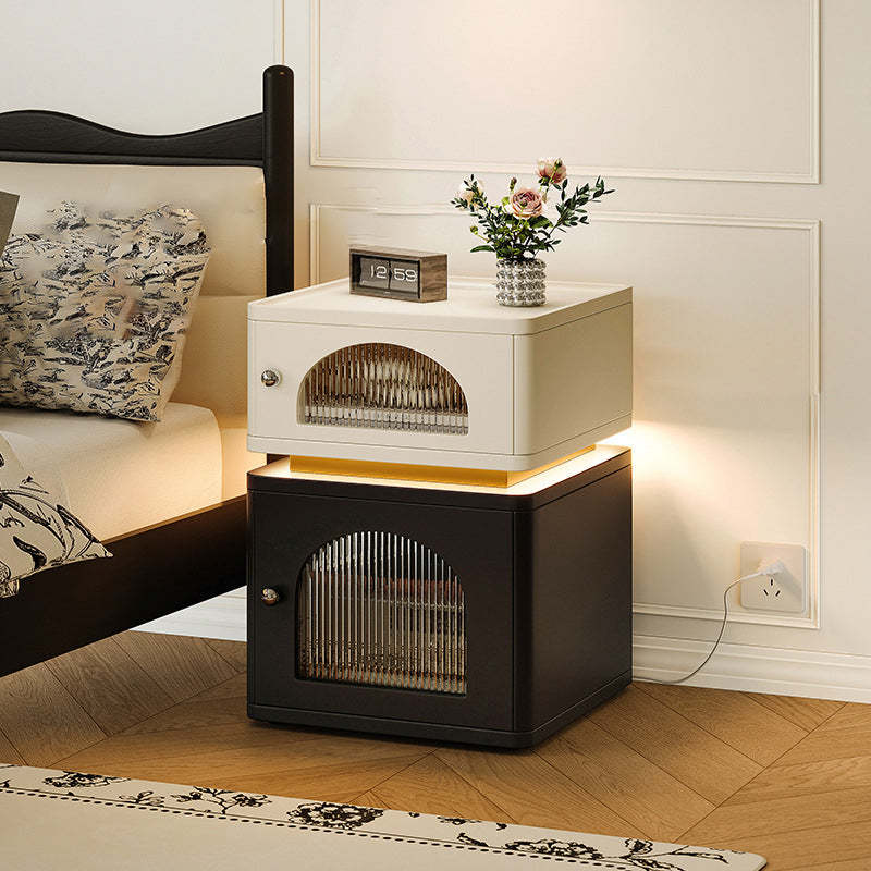 Nordic Socket Light Strip 2-Cabinet Cube Nightstand