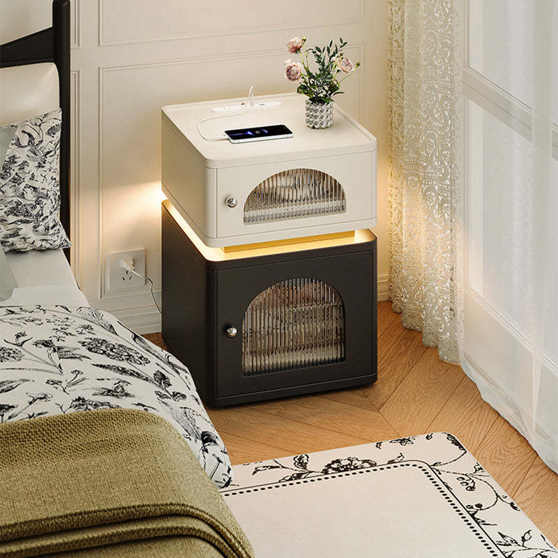 Nordic Socket Light Strip 2-Cabinet Cube Nightstand