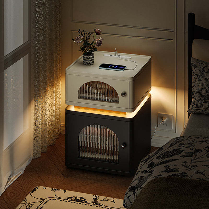 Nordic Socket Light Strip 2-Cabinet Cube Nightstand