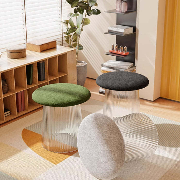 Mushroom Acrylic Lambswool Footstool — Black