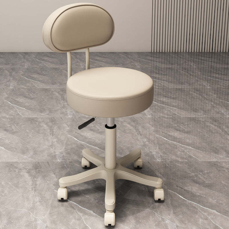 Nordic Leather Nylon Armless Vanity Stool — Off White