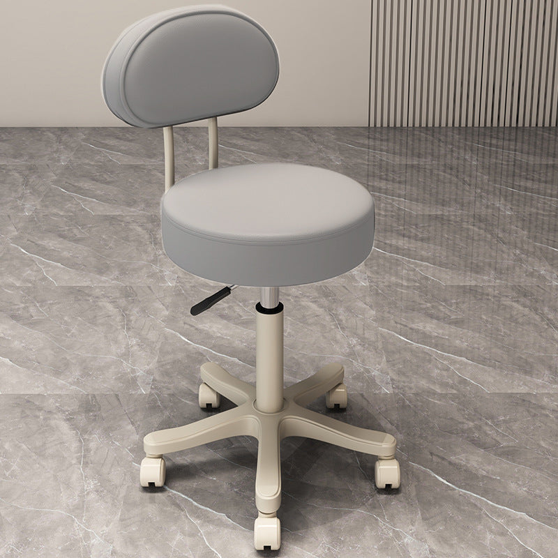 Nordic Leather Nylon Armless Vanity Stool — Light Gray