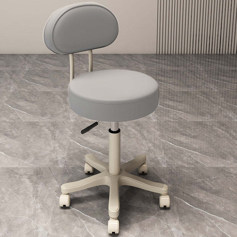 Nordic Leather Nylon Armless Vanity Stool — Light Gray