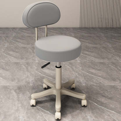 Nordic Leather Nylon Armless Vanity Stool — Light Gray