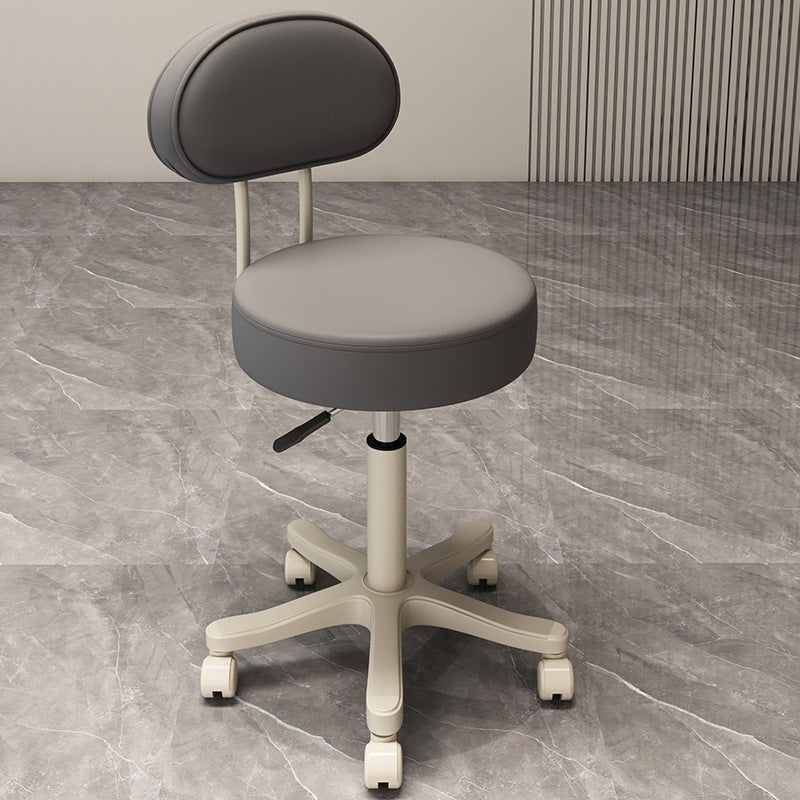 Nordic Leather Nylon Armless Vanity Stool — Dark Gray